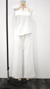 Sage Green One-Shoulder Linen Lounge Set