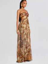 Paisley Halter Cutout Maxi Dress