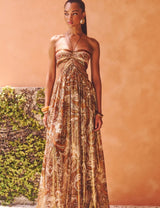 Paisley Halter Cutout Maxi Dress