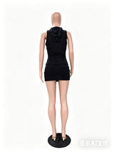Sleek Zip-Up Halter Top & Mini Skirt Set