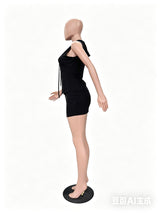 Sleek Zip-Up Halter Top & Mini Skirt Set