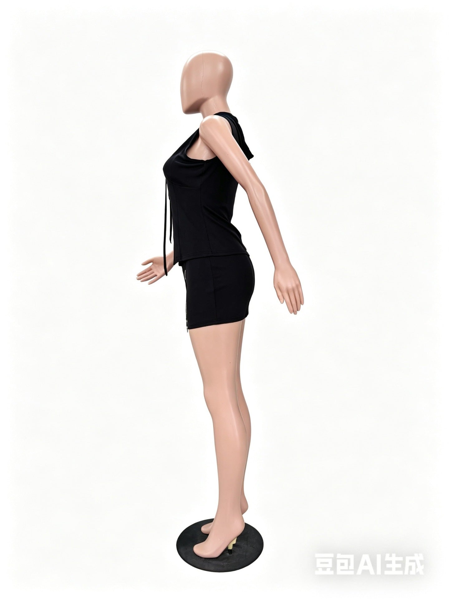 Sleek Zip-Up Halter Top & Mini Skirt Set