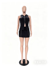 Sleek Zip-Up Halter Top & Mini Skirt Set