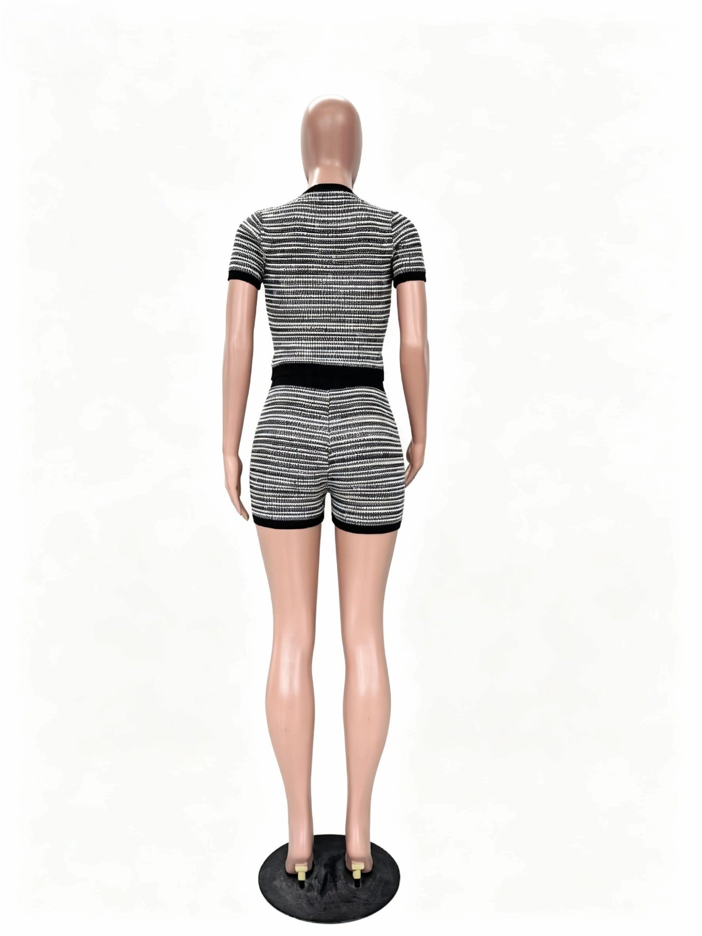 Blue Horizontal Stripe Knit Lounge Set