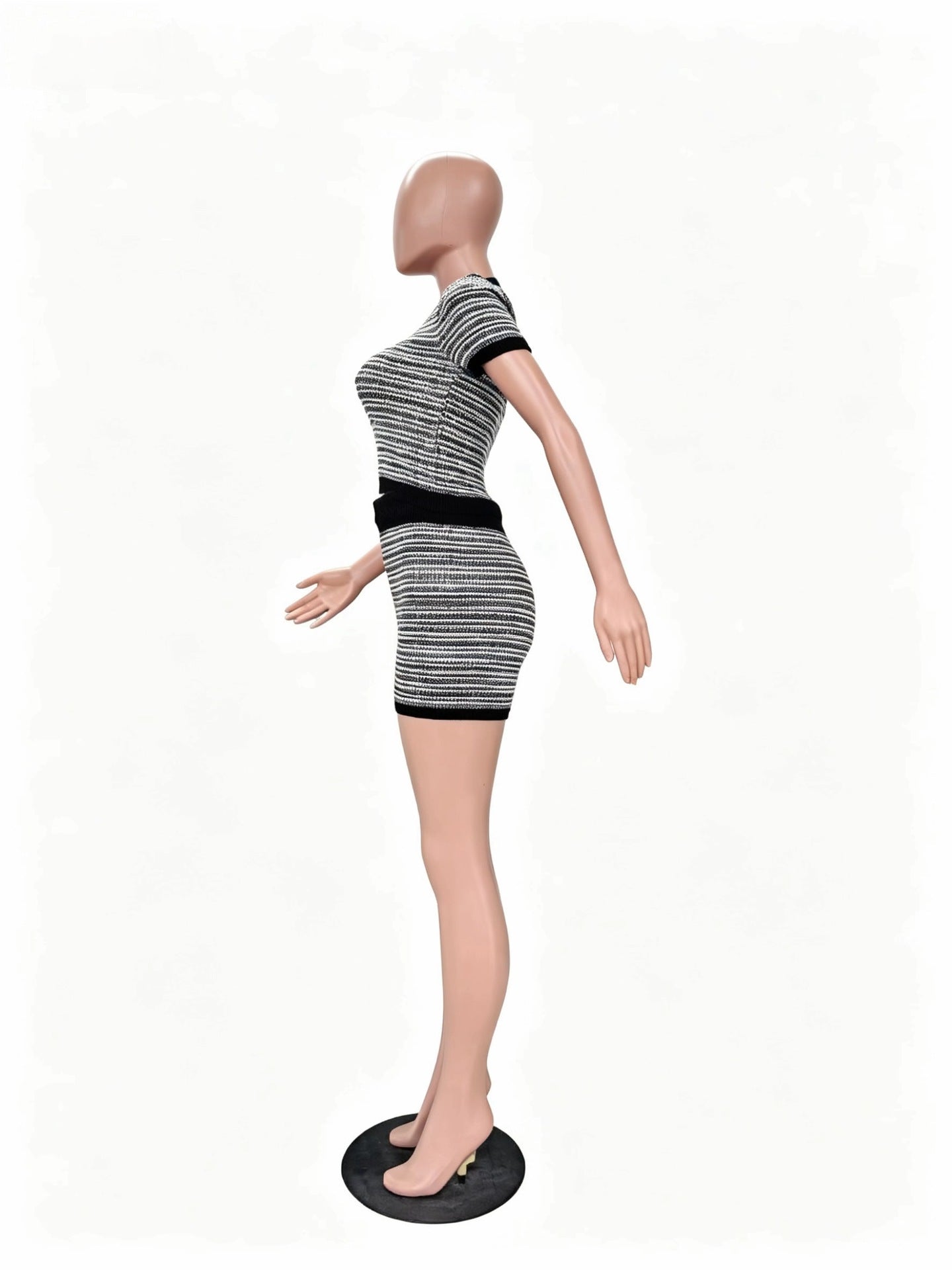 Blue Horizontal Stripe Knit Lounge Set