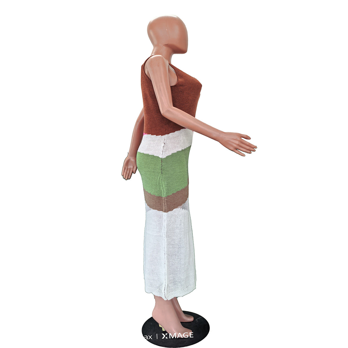Abstract Patchwork Colorblock Knit Maxi
