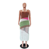 Abstract Patchwork Colorblock Knit Maxi