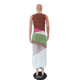 Abstract Patchwork Colorblock Knit Maxi