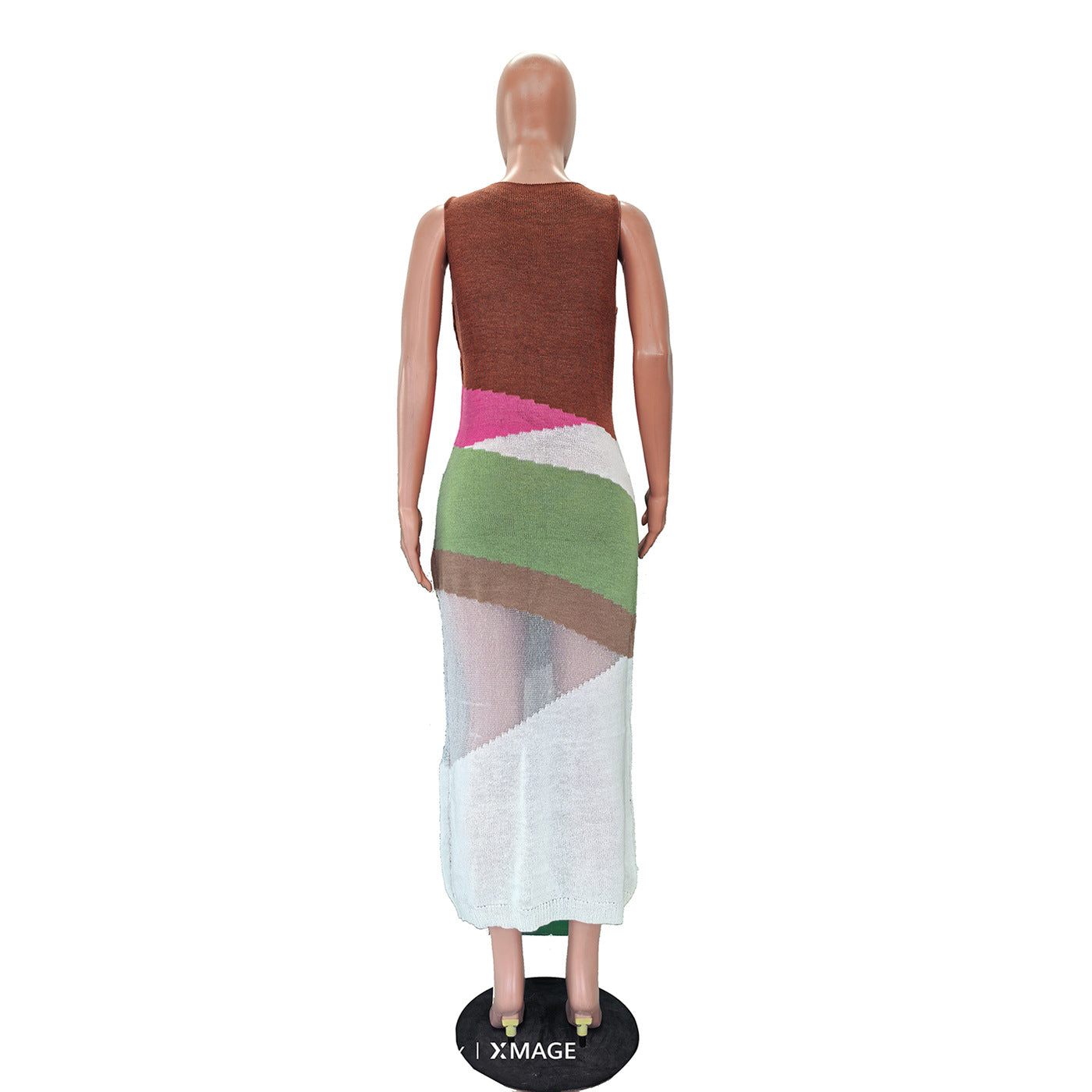 Abstract Patchwork Colorblock Knit Maxi