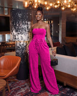 Bubblegum Pink Strapless Tube & Trouser Set