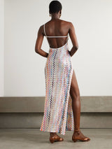 Metallic Chevron Sequin One-Shoulder Dress