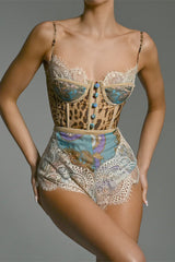 Baroque Leopard Lace Panel Romper