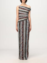 Chevron Metallic Knit Off-Shoulder Gown