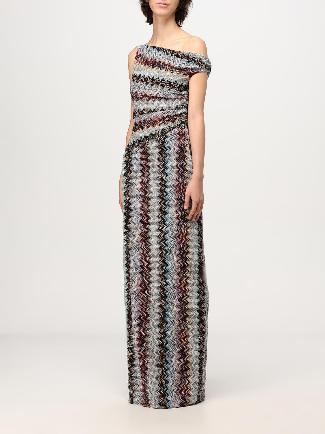 Chevron Metallic Knit Off-Shoulder Gown