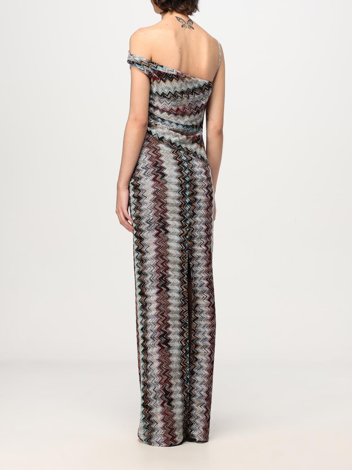 Chevron Metallic Knit Off-Shoulder Gown