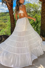 White Swiss Dot Cutout Maxi Dress