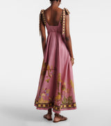 Rose Pink Floral Trim Chiffon Maxi Gown