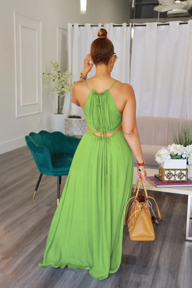 Women's Sexy Cut-Out Halter Maxi Dress