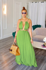 Women's Sexy Cut-Out Halter Maxi Dress