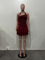 Sexy One-Shoulder Ruched Mini Dress – Tiered Flared Hem Bodycon Dress