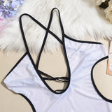 Sexy Contrast Binding Cut-Out Monokini – High-Cut Halter One-Piece Swimsuit