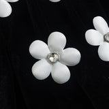 Cute 3D Flower Appliqué Velvet Mini Skirt