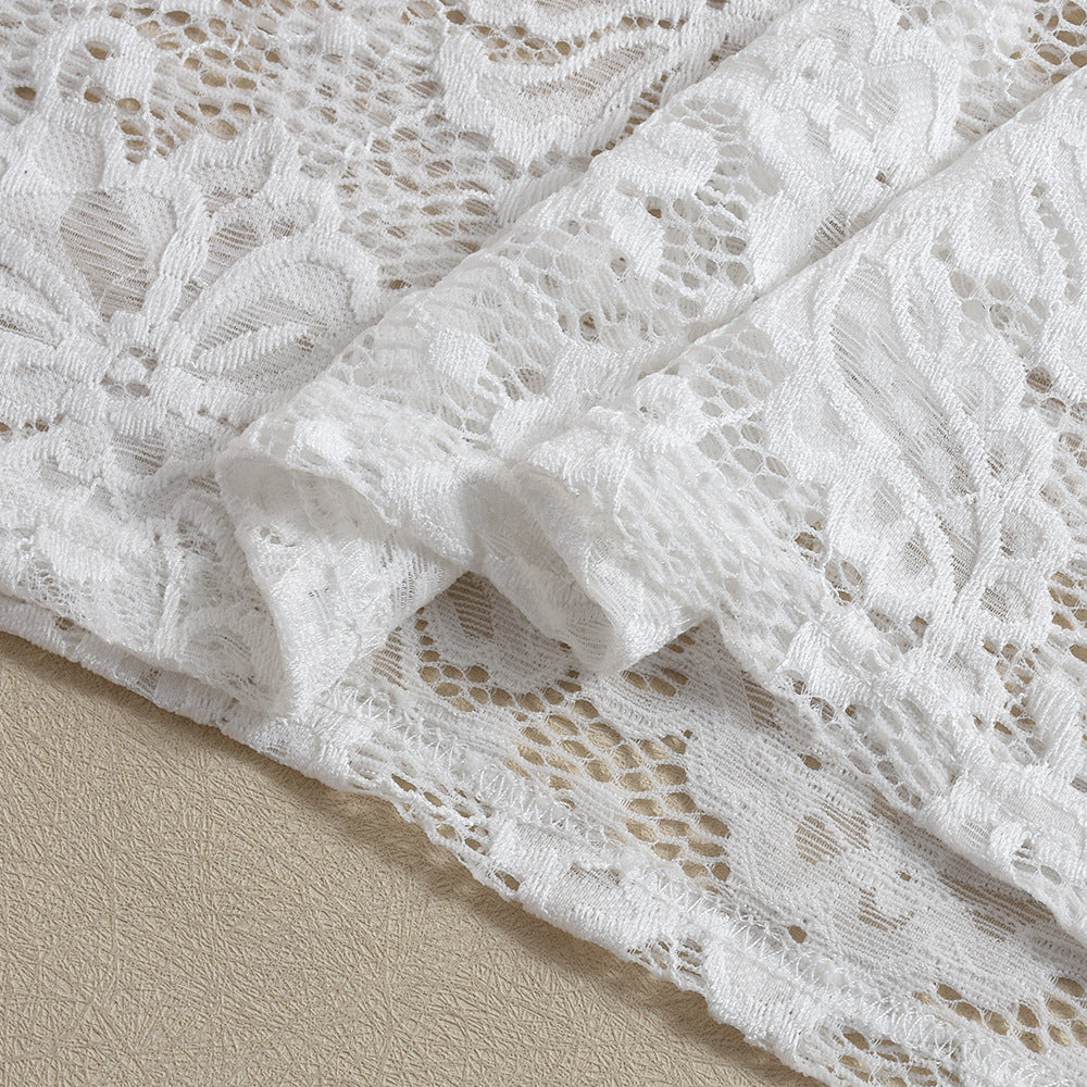 Romantic Sheer Floral Lace Mini Dress - Sleeveless Tie-Strap