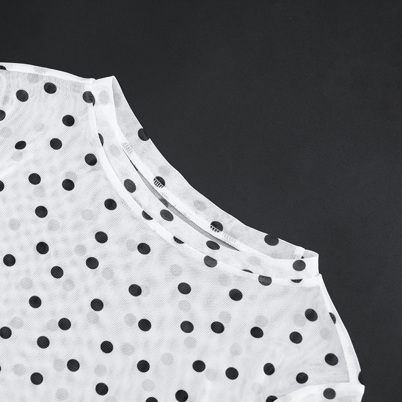 Polka Dot Sheer Maxi Cover-Up Dress