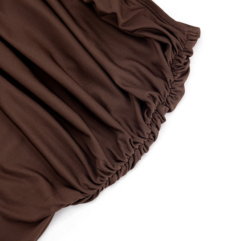 Mocha Deep-V Cutout Maxi Dress