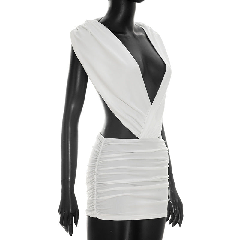 Ivory Plunging Cutout Mini Dress