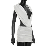 Ivory Plunging Cutout Mini Dress