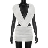 Ivory Plunging Cutout Mini Dress