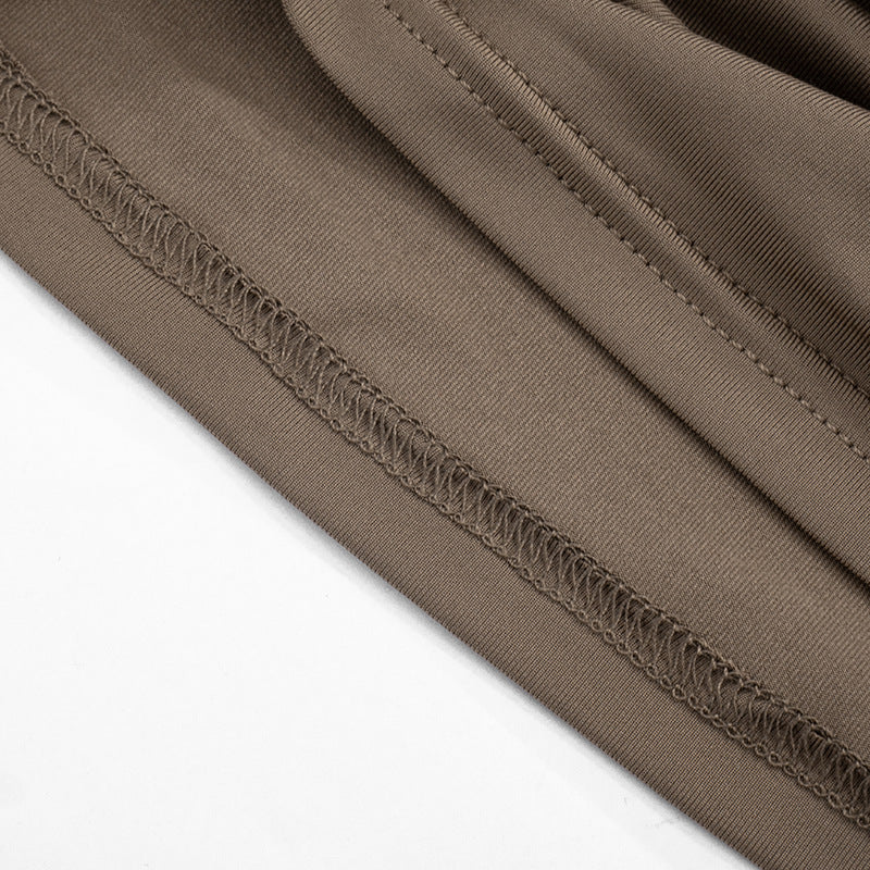 Taupe Asymmetric Draped Mini Dress