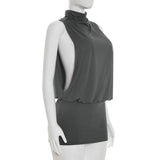 Open-Back High-Neck Mini Dress