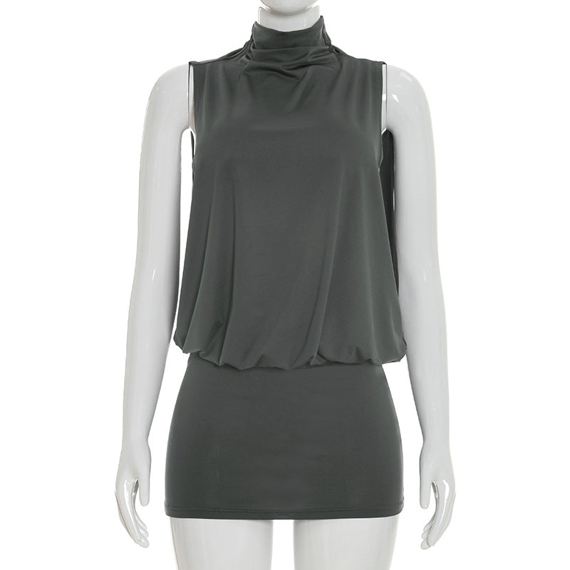 Open-Back High-Neck Mini Dress