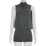 Open-Back High-Neck Mini Dress