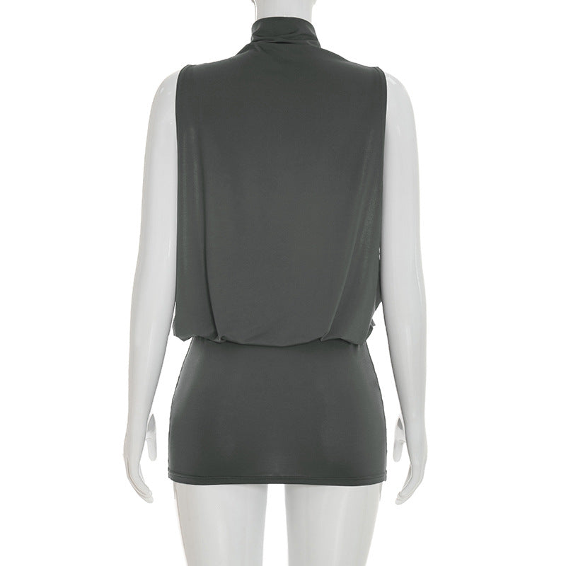 Open-Back High-Neck Mini Dress