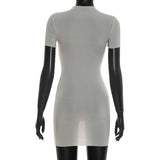 Semi-Sheer High-Neck Gray Mini Dress