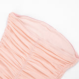 Peach Draped Strapless Mesh Mini Dress
