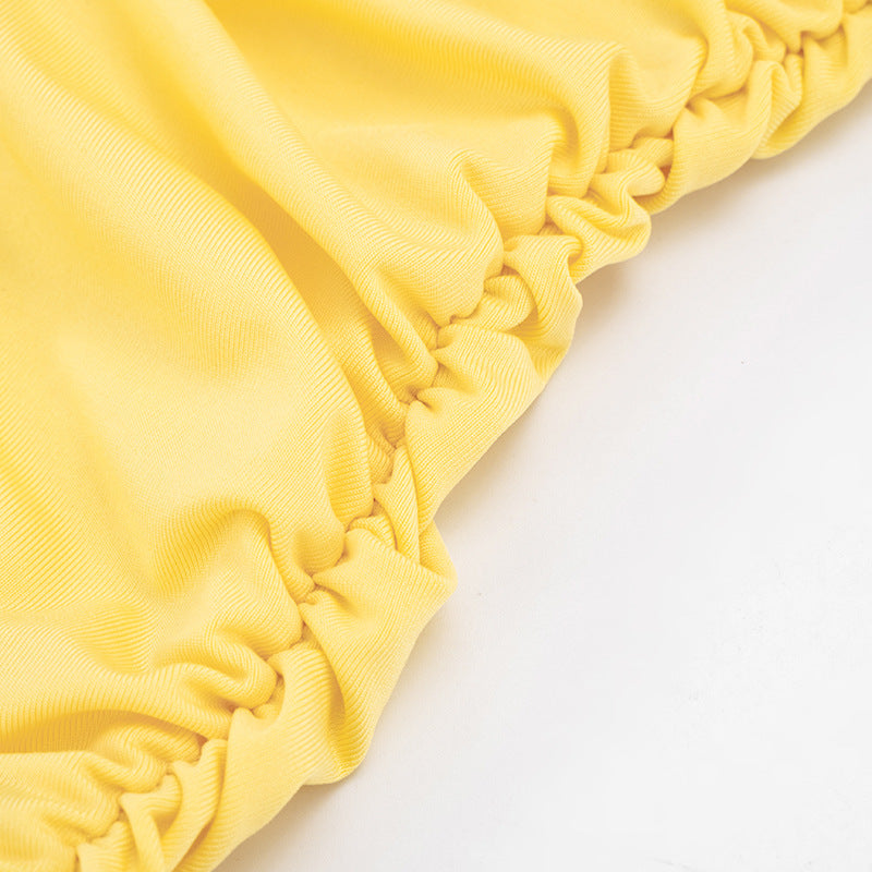 Canary Yellow Halter Slit Maxi Dress