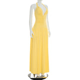 Canary Yellow Halter Slit Maxi Dress