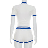 Women's Spider Web Zip-Up Short Set