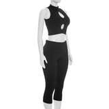 Women`s Cutout Crop Top Capri Set