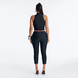 Women`s Cutout Crop Top Capri Set