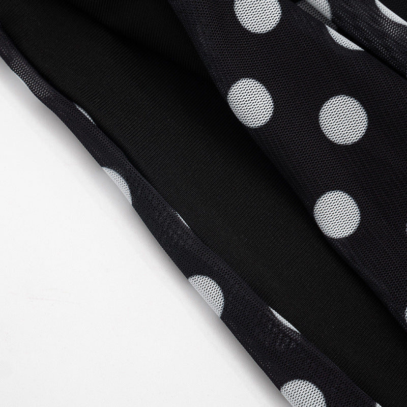 Women`s Polka Dot Crop Top Short Set