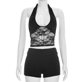 Women`s Lace Halter Short Set