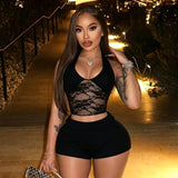 Women`s Lace Halter Short Set