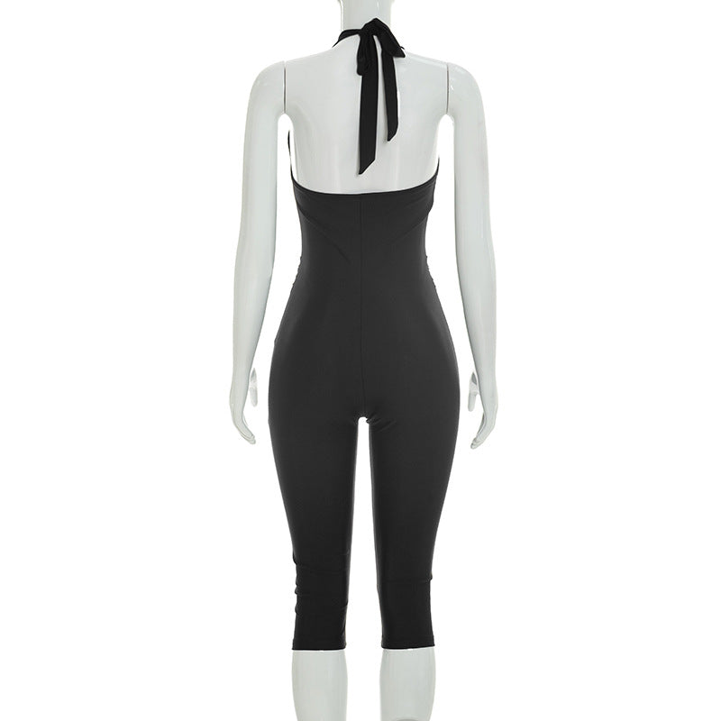 Women`s Deep V Capri Jumpsuit