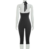 Women`s Deep V Capri Jumpsuit