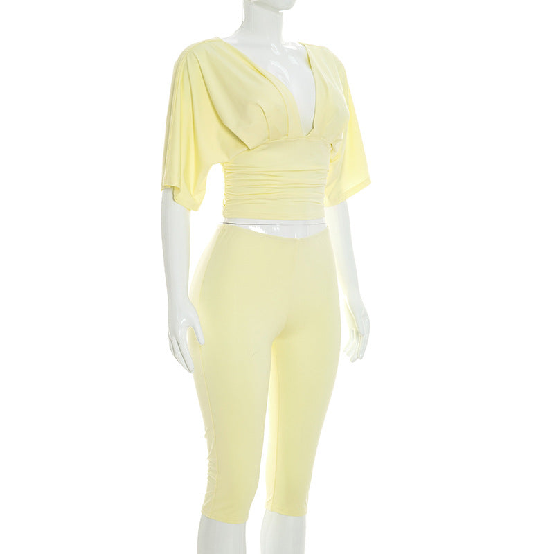 Women`s Chic Crop Top Capri Set